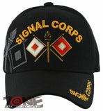 NEW! US ARMY SIGNAL CORPS SHADOW BALL CAP HAT ALL BLACK