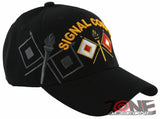 NEW! US ARMY SIGNAL CORPS SHADOW BALL CAP HAT ALL BLACK