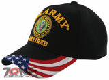 NEW! US ARMY RETIRED SIDE FLAG BALL CAP HAT BLACK