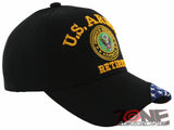 NEW! US ARMY RETIRED SIDE FLAG BALL CAP HAT BLACK