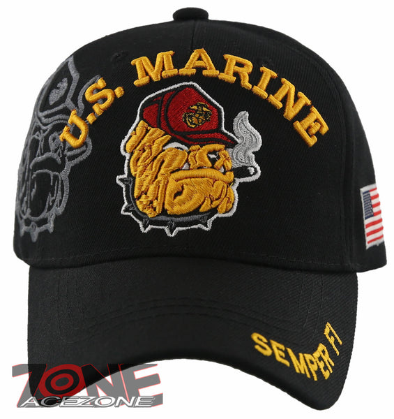 NEW! USMC US MARINE BULLDOG SEMPER FI BALL CAP HAT BLACK