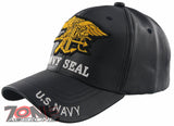NEW! US NAVY SEAL USN FAUX LEATHER BALL CAP HAT NAVY