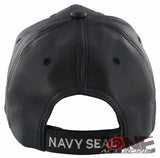 NEW! US NAVY SEAL USN FAUX LEATHER BALL CAP HAT NAVY