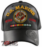NEW! USMC US MARINE VIETNAM VETERAN FAUX LEATHER BALL CAP HAT BLACK