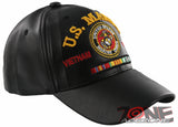 NEW! USMC US MARINE VIETNAM VETERAN FAUX LEATHER BALL CAP HAT BLACK