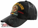 NEW! USMC US MARINE VIETNAM VETERAN FAUX LEATHER BALL CAP HAT BLACK
