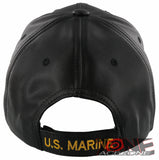 NEW! USMC US MARINE VIETNAM VETERAN FAUX LEATHER BALL CAP HAT BLACK