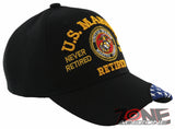 NEW! US MARINE CORPS USMC NEVER RETIRED JUST FADE AWAY CAP HAT BLACK