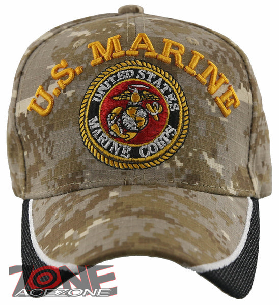 NEW! US MARINE CORPS SIDE MESH USMC BALL CAP HAT TAN ACU
