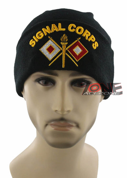 NEW! US ARMY SIGNAL CORPS BEANIE CAP HAT BLACK