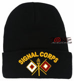 NEW! US ARMY SIGNAL CORPS BEANIE CAP HAT BLACK