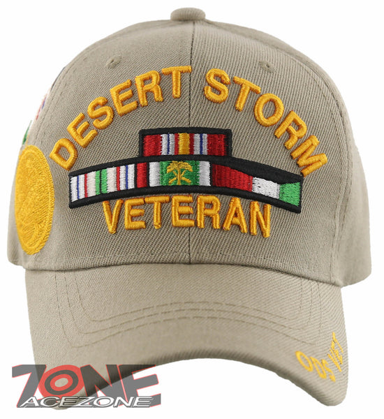 DESERT STORM VETERAN ODS VET GOLD MEDAL BALL CAP HAT TAN