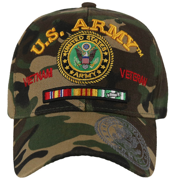 NEW! US ARMY VIETNAM VETERAN RIBBON BAR STAR CAP HAT CAMO