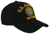 NEW! US ARMY RETIRED ROUND BALL CAP HAT BLACK