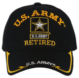 NEW! US ARMY RETIRED STAR SIDE LINE BALL CAP HAT ALL BLACK