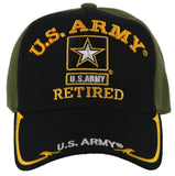 NEW! US ARMY RETIRED STAR SIDE LINE BALL CAP HAT OLIVE BLACK