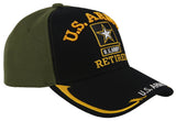 NEW! US ARMY RETIRED STAR SIDE LINE BALL CAP HAT OLIVE BLACK