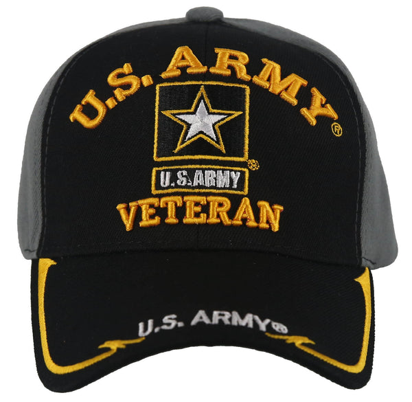 NEW! US ARMY VETERAN STAR SIDE LINE BALL CAP HAT GRAY BLACK