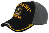 NEW! US ARMY VETERAN STAR SIDE LINE BALL CAP HAT GRAY BLACK