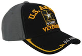 NEW! US ARMY VETERAN STAR SIDE LINE BALL CAP HAT GRAY BLACK