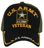 NEW! US ARMY VETERAN STAR SIDE LINE BALL CAP HAT OLIVE BLACK