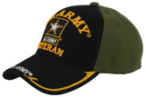 NEW! US ARMY VETERAN STAR SIDE LINE BALL CAP HAT OLIVE BLACK