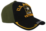 NEW! US ARMY VETERAN STAR SIDE LINE BALL CAP HAT OLIVE BLACK