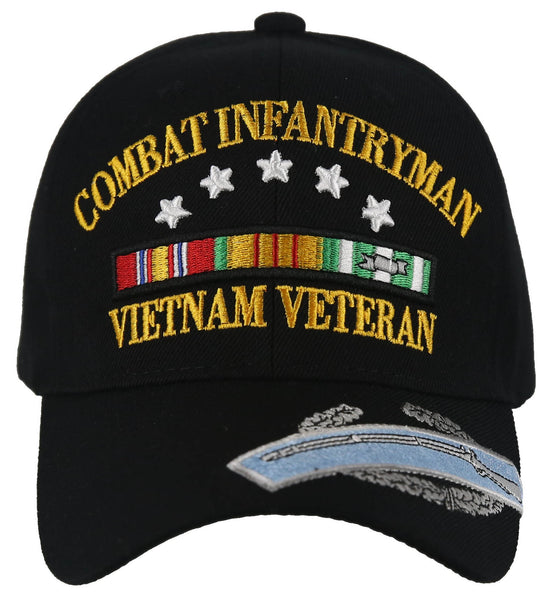 NEW! US ARMY COMBAT INFANTRYMAN VIETNAM VETERAN CAP HAT BLACK