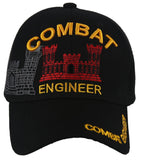 NEW! US ARMY COMBAT ENGINEER SHADOW RED BALL CAP HAT BLACK