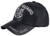 NEW! U.S. COAST GUARD FAUX LEATHER CAP BALL HAT NAVY