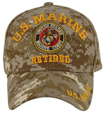NEW! US MARINE CORPS RETIRED ROUND USMC BALL CAP HAT TAN ACU CAMO