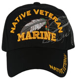 NEW! US MARINE USMC NATIVE VETERAN AMERICAN BALL CAP HAT BLACK