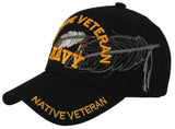 NEW! US NAVY USN NATIVE VETERAN AMERICAN BALL CAP HAT BLACK