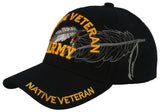 NEW! US ARMY NATIVE VETERAN AMERICAN BALL CAP HAT BLACK