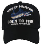 NEW! GREAT HUNTER SPORTS SWORDFISH FISHING ADVENTURE BALL CAP HAT BLACK