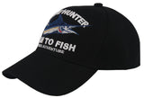 NEW! GREAT HUNTER SPORTS SWORDFISH FISHING ADVENTURE BALL CAP HAT BLACK