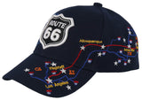 NEW! US ROUTE 66 LOS ANGELES TO CHICAGO ROUTE MAP BALL CAP HAT NAVY