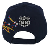 NEW! US ROUTE 66 LOS ANGELES TO CHICAGO ROUTE MAP BALL CAP HAT NAVY