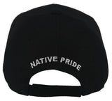 NATIVE PRIDE MEDICINE WHEEL HOOP FEATHER BALL CAP HAT BLACK