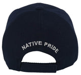 NATIVE PRIDE MEDICINE WHEEL HOOP FEATHER BALL CAP HAT NAVY