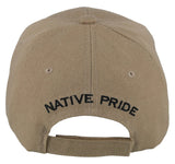 NATIVE PRIDE MEDICINE WHEEL HOOP FEATHER BALL CAP HAT TAN
