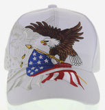 NEW! EAGLE USA FLAG SHADOW MILITARY BALL CAP HAT WHITE