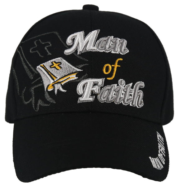 MAN OF FAITH JESUS CHRISTIAN BALL CAP HAT BLACK