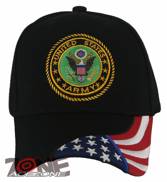 NEW! US ARMY STRONG SIDE USA FLAG CAP HAT BLACK