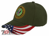 NEW! US ARMY STRONG SIDE USA FLAG CAP HAT OLIVE