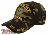 NEW! US ARMY STRONG VETERAN ROUND CAP HAT GREEN CAMO