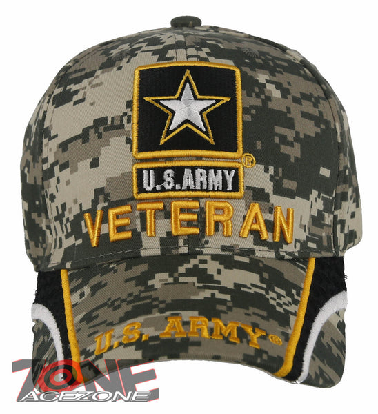 NEW! US ARMY STRONG VETERAN SIDE LINE STAR CAP HAT ACU CAMO