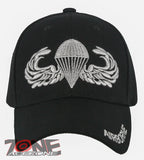 NEW! US ARMY AIRBORNE SILVER YARN SD BALL CAP HAT BLACK