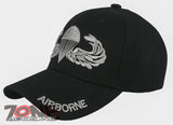 NEW! US ARMY AIRBORNE SILVER YARN SD BALL CAP HAT BLACK