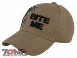 NEW! BIG BASS BITE ME FISHING BALL CAP HAT TAN